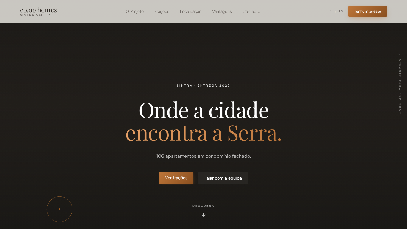 Pré-visualização do website Sintra Valley